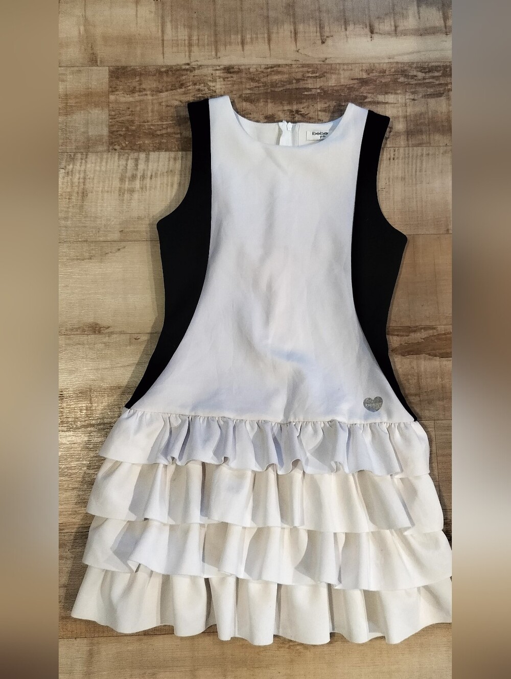 bebe Black and White Contrast Dress